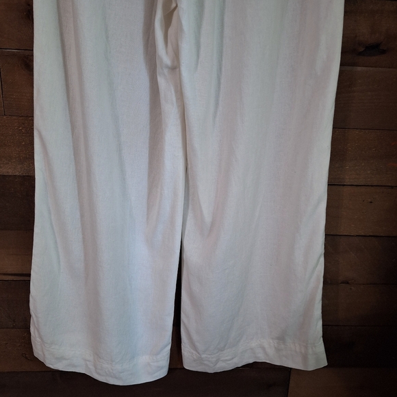 OLD NAVY Linen Blend High Rise Wide Leg Off White NWT Pants SZ MP - Picture 12 of 13
